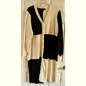 Eloquii Black and Cream Long Sleeve Dress
